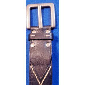 Men’s Trafalgar Stamford Black Leather Belt With Brown Stitching. Size 34”